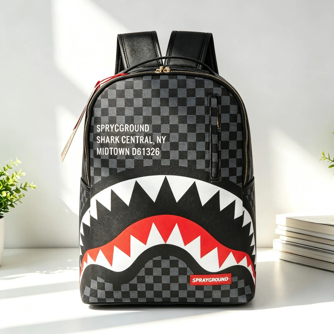 Sprayground Shark Central NY Red Shark Mouth Backpack Waterproof Laptop School Travel Bag