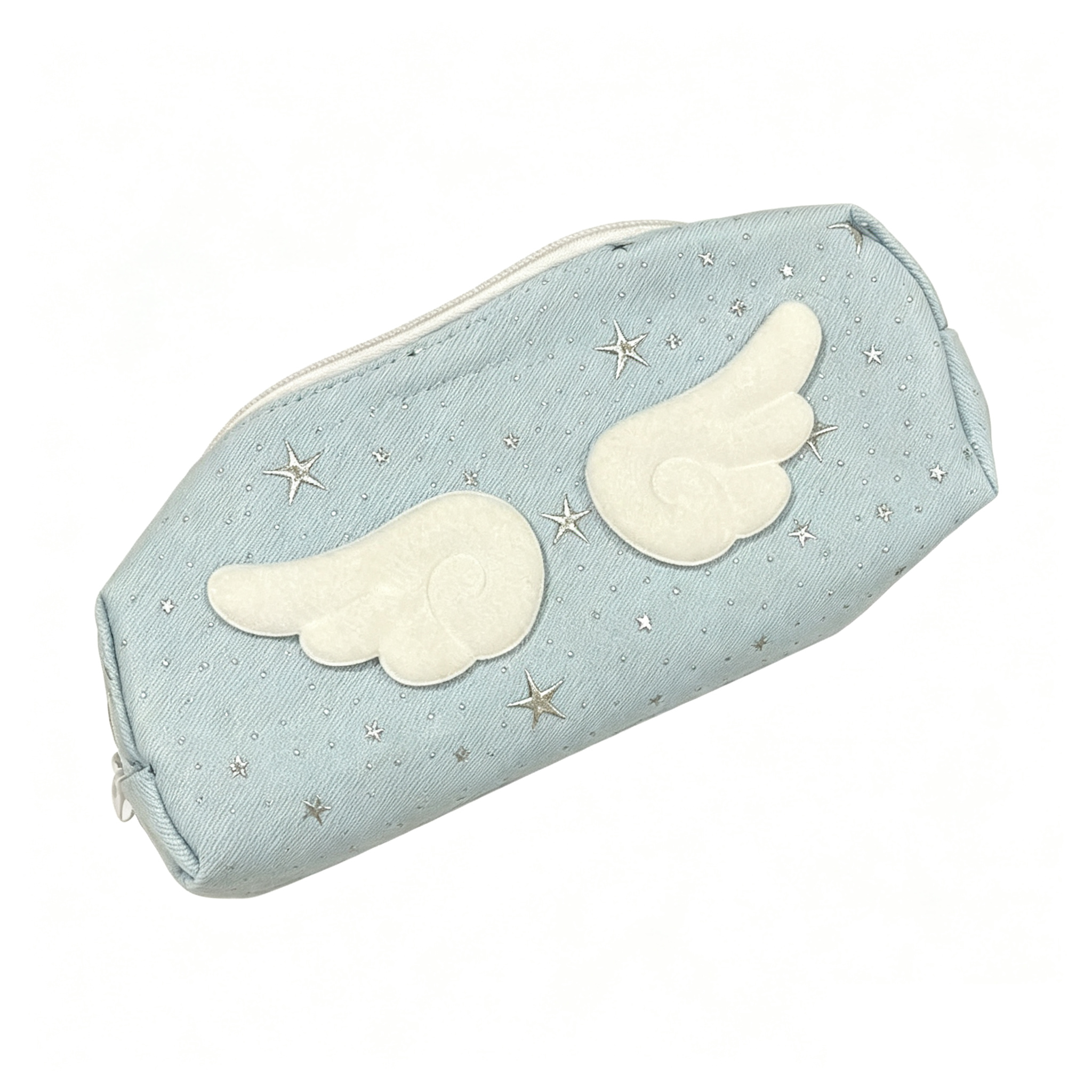 Cute Angel Wings Pencil Case Large Capacity Star Print Pen Pouch Girls School Stationery Bag 3 Colors