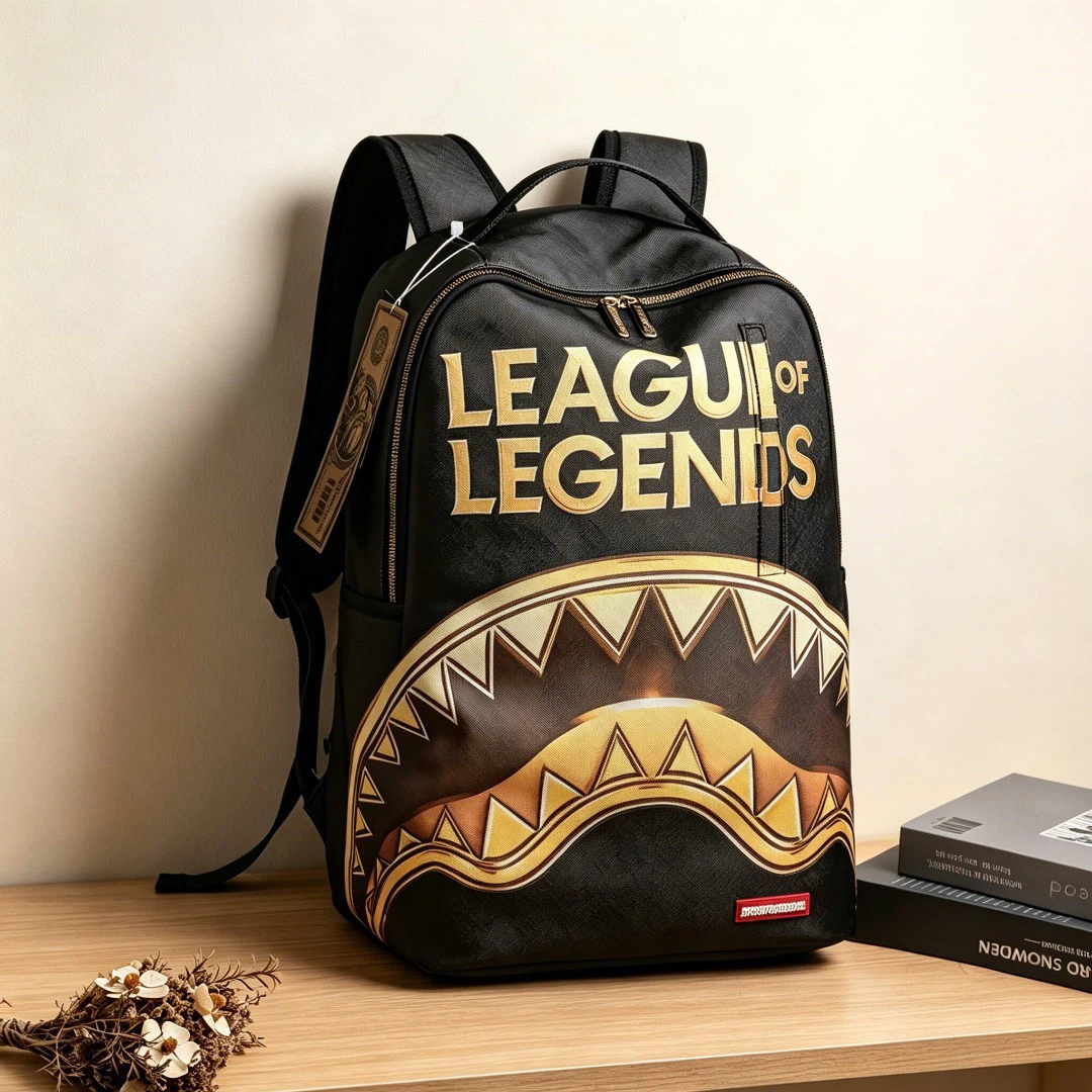 Sprayground Golden League Theme Shark Backpack Waterproof Laptop School Travel Backpack
