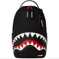 Sprayground Solid Black Red Shark Backpack Waterproof PU Leather Laptop School Travel Bag