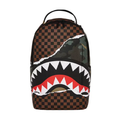 Sprayground Brown Checkerboard Tear Camo Shark Backpack Waterproof Laptop School Travel Bag