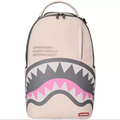 Sprayground Light Beige Pink Shark Backpack Minimalist Waterproof Laptop School Travel Bag