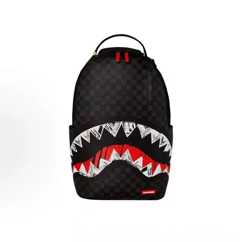Sprayground Checkerboard Graffiti Shark Backpack Brush Stroke Teeth Waterproof Laptop School Travel Bag