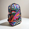 Sprayground Global Mogul Lost Ticket Backpack Multi‑Shark Collage Print Student Laptop School Bag