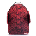 Sprayground Red Feather Texture Shark Backpack 3D Plumage Print Waterproof Laptop School Travel Bag
