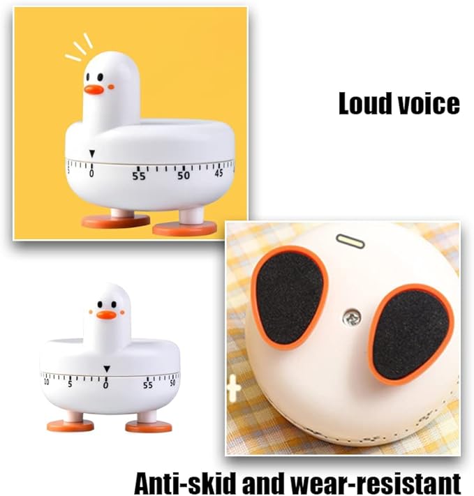 Cooking Timer Cute Duck Kitchen Timer 60 Minute Wind Up Mechanical Rotating Alarm for Kitchen Cooking Baking