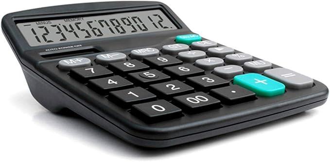 Calculator 12 Digit Display Solar Battery Dual Power Financial Dedicated Large Standard Function Desktop Business Calculator Multifunctional Calculating Machine KA08 Black