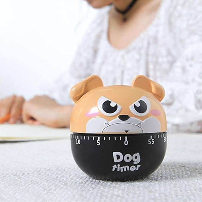 Cute Dog Kitchen Timer Manual Mechanical Rotating Alarm 55 Minutes Countdown Timer