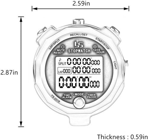 Stopwatch Timer with Back Light Digital Stop Watch 0.001second Timing, Metal 100 Lap Memory,Large dispaly Alarm Clock for Coach Sports Running Marathon Competition