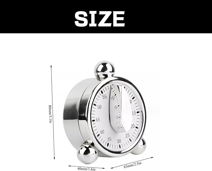 Kitchen Timers for Cooking Seniors 60 Minute Mechanical Kitchen Timer Loud Alarm Clock for Cooking Baking No Batteries Needed Visual Timer Ideal for Kitchen Management Precise Cooking Timing 1 Pack