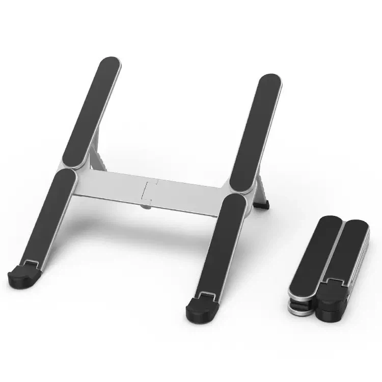 Foldable Portable Aluminum Laptop Stand, 7‑Level Height Adjustable Notebook Riser With Storage Pouch