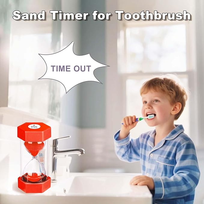 20 Minute Hourglass Sand Timer, Plastic Hexagon Hourglass Sand Clock 20 Min, Reloj De Arena 20 Minutos,Unbreakable Green Hour Glass Sandglass for Classroom Games Kitchen (Red)