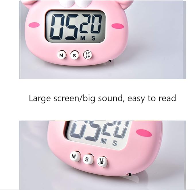 Kitchen Timer, Cute Cartoon Animal Countdown Timer, Digital Cooking Timer with Magnetic, LCD Large-Screen Visual Clock, Hangable Alarm Clock with Stand，for Cooking Bake Sport Game (Timer-XZ)