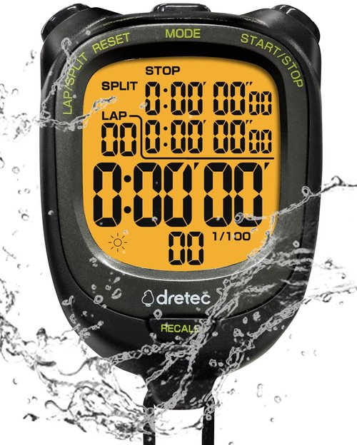 dretec Digital Stopwatch Waterproof Backlight Black