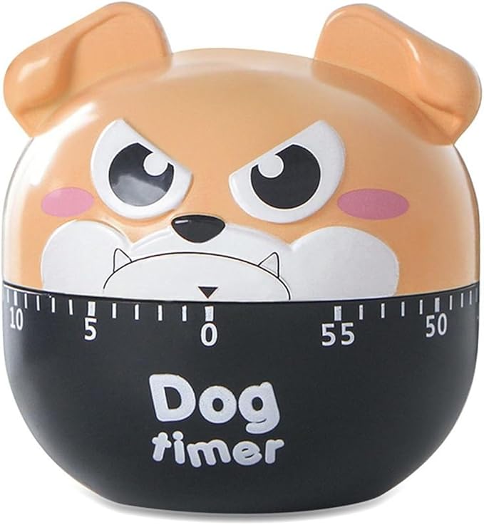 Cute Dog Kitchen Timer Manual Mechanical Rotating Alarm 55 Minutes Countdown Timer
