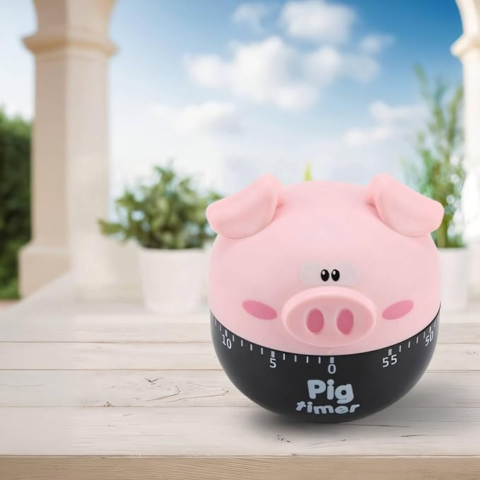 Cute Pig Kitchen Timer, 55 Minute Timer Mechanical Count Down Timer Clock for Cooking Baking Time Management, Pink, 6.5 * 7cm/2.6 * 2.8in