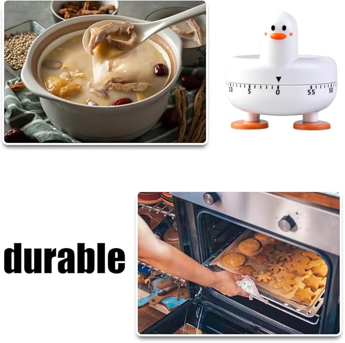 Cooking Timer Cute Duck Kitchen Timer 60 Minute Wind Up Mechanical Rotating Alarm for Kitchen Cooking Baking