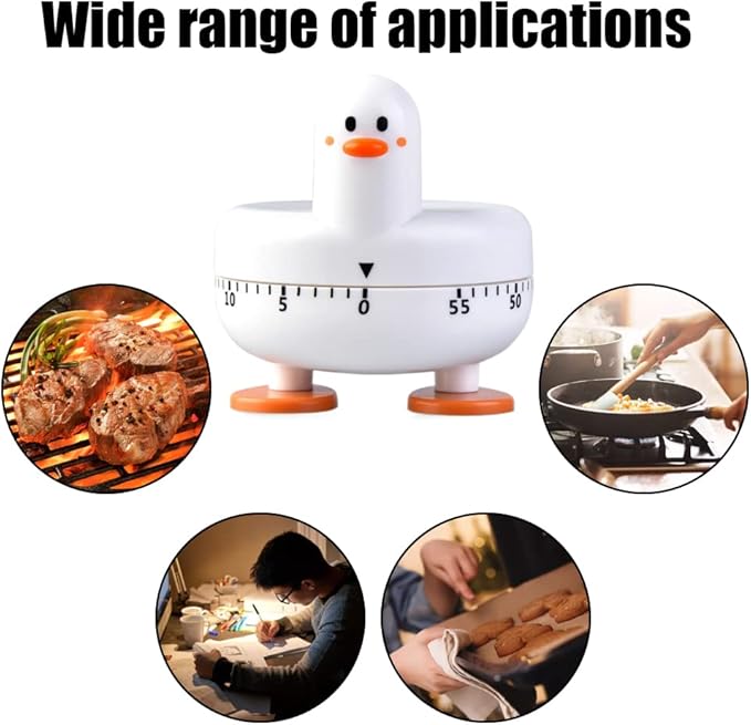 Cooking Timer Cute Duck Kitchen Timer 60 Minute Wind Up Mechanical Rotating Alarm for Kitchen Cooking Baking