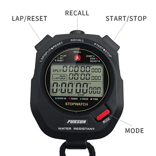 Professional Stopwatch Timer for Sports 100 Lap Stopwatch Digital Sports Stopwatch with Countdown Timer 100 Lap Memory 0.001 Second Timing Water Resistant