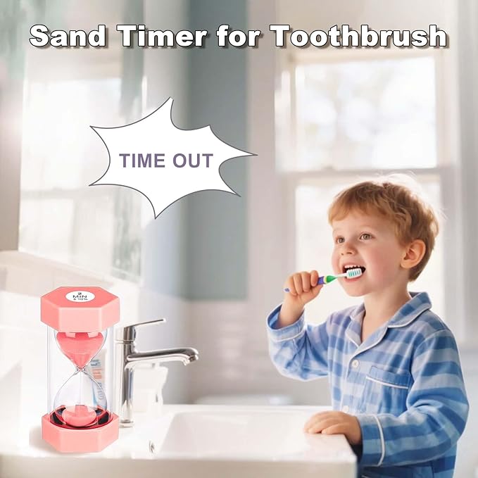 Hourglass 45 Minute Sand Timer, Plastic Sand Clock 45 Min, Unbreakable Colorful Hour Glass Sandglass for Classroom Gmaes Decor (Pink)