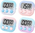 4 Pack Digital Timers, Timer for Kids, Magnetic Back and ON/Off Switch, Minute Second Count Up Countdown Kitchen Timers, Suitable for Cooking, Classroom, Teacher, Exercise, Game, Oven (Gradient Color)
