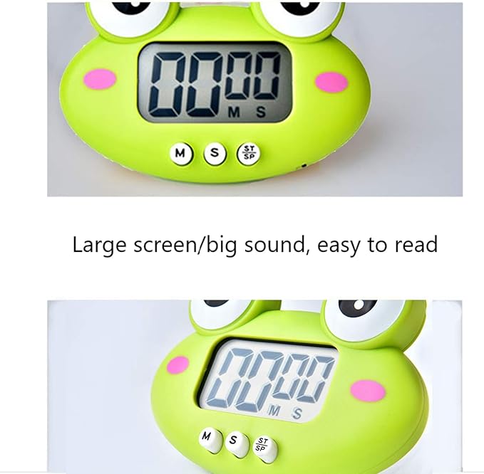 Kitchen Timer, Cute Cartoon Animal Countdown Timer, Digital Cooking with Magnetic, LCD Large-Screen Visual Clock, Hangable Alarm Clock with Stand，for Cooking Bake Sport Game (Timer-QW)