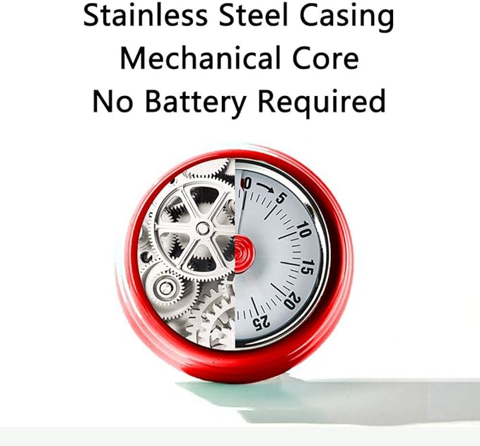 Kitchen Timer, Kitchen Countdown Cooking Timer Reminder No Battery Required Magnetic Time Management Timer Red