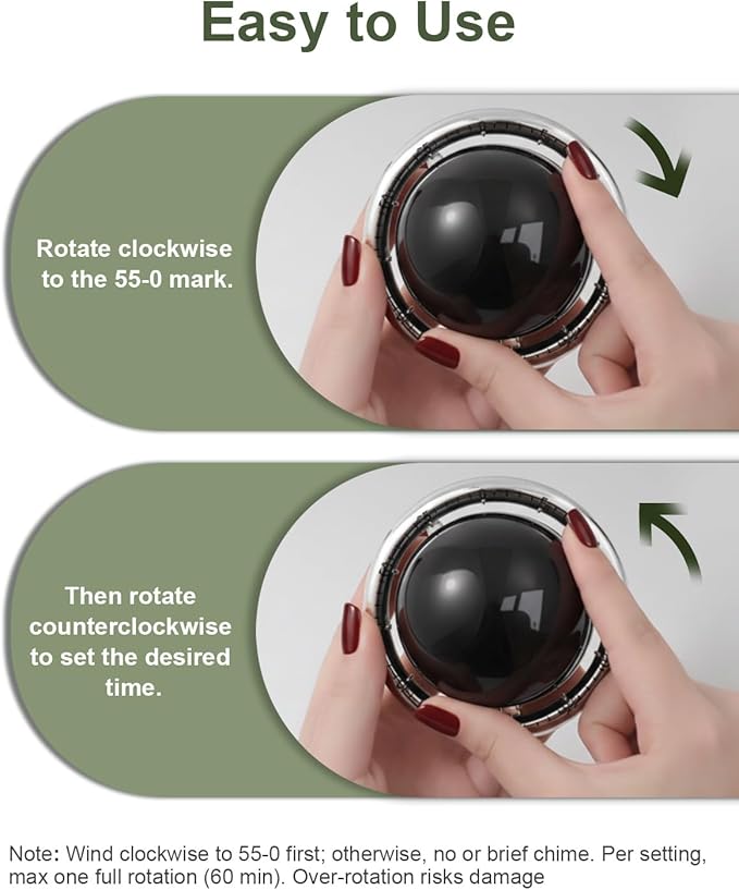 Kitchen Timer, 60-Minute Mechanical Timer with Magnetic Back - No Batteries Required - Loud Alarm, Wind Up Manual Time Countdown Reminder for Cooking, Baking, Exercise, Study, Working, Gaming, Black