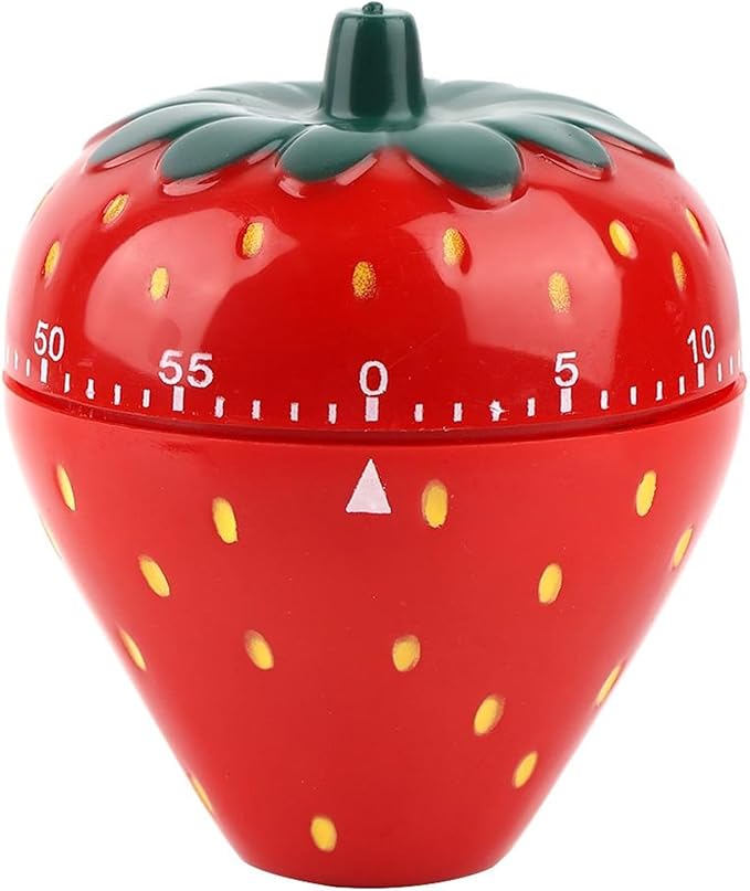 Jadeshay Kitchen Timer Strawberry Shaped, 60 Minutes Kitchen Timer Mechanical Time Reminder Kitchen Accessorie for Cooking