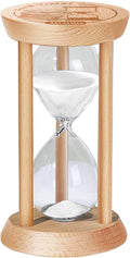 30 Minute Sand Timer Hourglass, 30 Min Wooden Sand Clock, Three Minute Wood Hour Glass, Mini Reloj De Arena， Small Sandglass for Toothbrush Timer, Cooking, Decorative, Work, Game, Gift, White