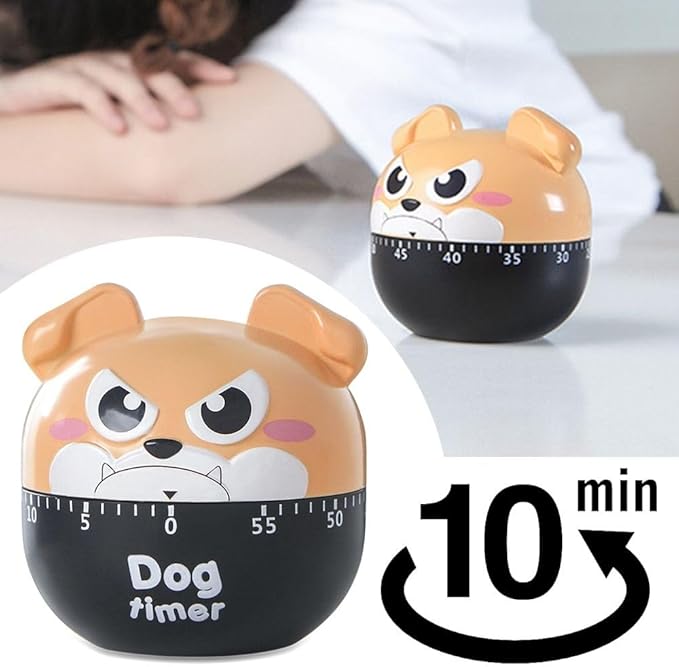 Cute Dog Kitchen Timer Manual Mechanical Rotating Alarm 55 Minutes Countdown Timer