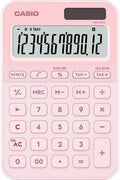 CASIO MS-20YC small desktop calculator with time calculation, light pink