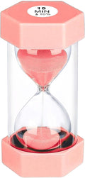 Sand Timer 15 Minute Hourglass, Unbreakable Hexagon Sand Clock 15 Min, Reloj De Arena 15 Minutos, Plastic Green Hour Glass Sandglass for Classroom Game Decoration (Pink)