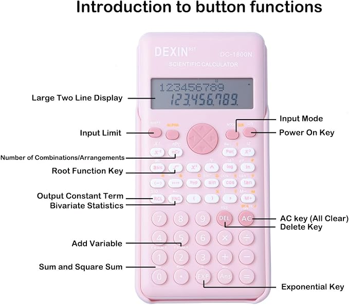 Scientific Calculators for Students, 240 Functions 2-Line Standard Scientific Calculator, Cute School Office Supplies，Math Calculator for School (White)