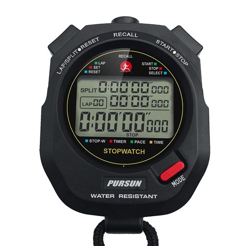 Professional Stopwatch Timer for Sports 100 Lap Stopwatch Digital Sports Stopwatch with Countdown Timer 100 Lap Memory 0.001 Second Timing Water Resistant
