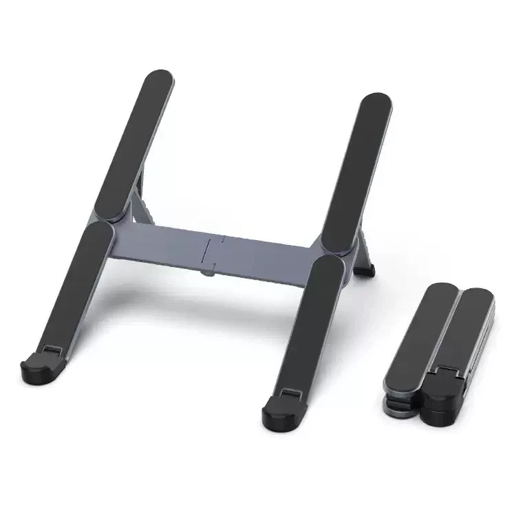 Foldable Portable Aluminum Laptop Stand, 7‑Level Height Adjustable Notebook Riser With Storage Pouch