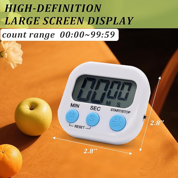 4 Pack Multi-Function Electronic Timer - Kitchen Timer,Magnetic Digital Timers,Big LCD Display, ON/Off Switch,Extensively Use in Cooking,Gym, Meeting, Classroom,Kitchen,Study,Work,Outdoor Activities