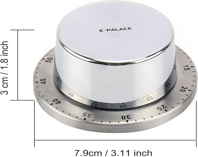 Kitchen Timer, 60 Minute Timer,Magnetic Loud Alarm,Mechanical Stainless Steel Cooking Timer (1pack)