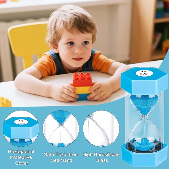 Sand Timer 60 Minutes, Unbreakable Plastic 60 Min Sand Clock, Reloj De Arena 60 Minutos, Colorful Hour Glass Sandglass Watch for Classroom Games Kitchen (Blue)