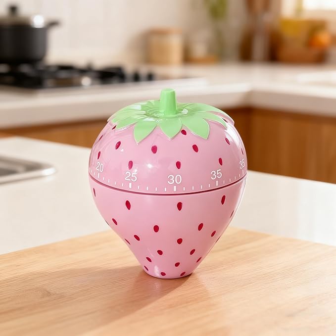Cute Strawberry Shape 360 Degree Rotating Kitchen Cooking Timer Kitchen Craft Mechanical Wind Up 60 Minutes Timer