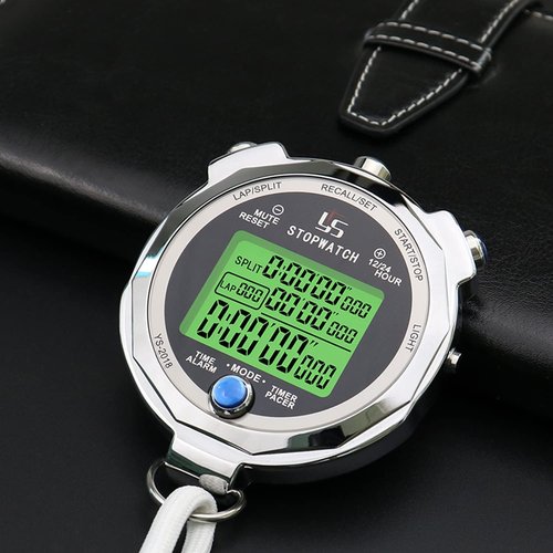 Stopwatch Timer with Back Light Digital Stop Watch 0.001second Timing, Metal 100 Lap Memory,Large dispaly Alarm Clock for Coach Sports Running Marathon Competition