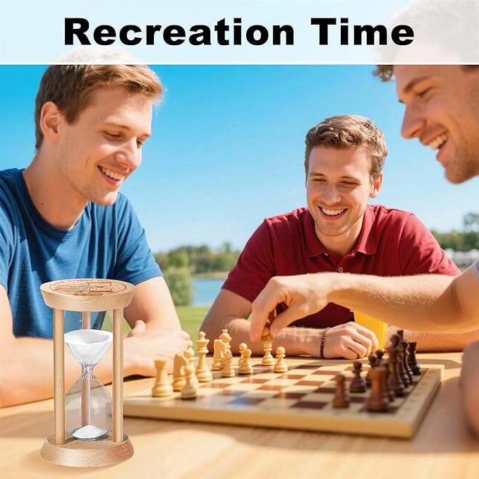 25 Minute Sand Timer Hourglass, 25 Min Wooden Sand Clock, Five Minute Wood Hour Glass, Mini Reloj De Arena, Small Sandglass for Toothbrush Timer, Cooking, Decorative, Work, Game, Gift, White