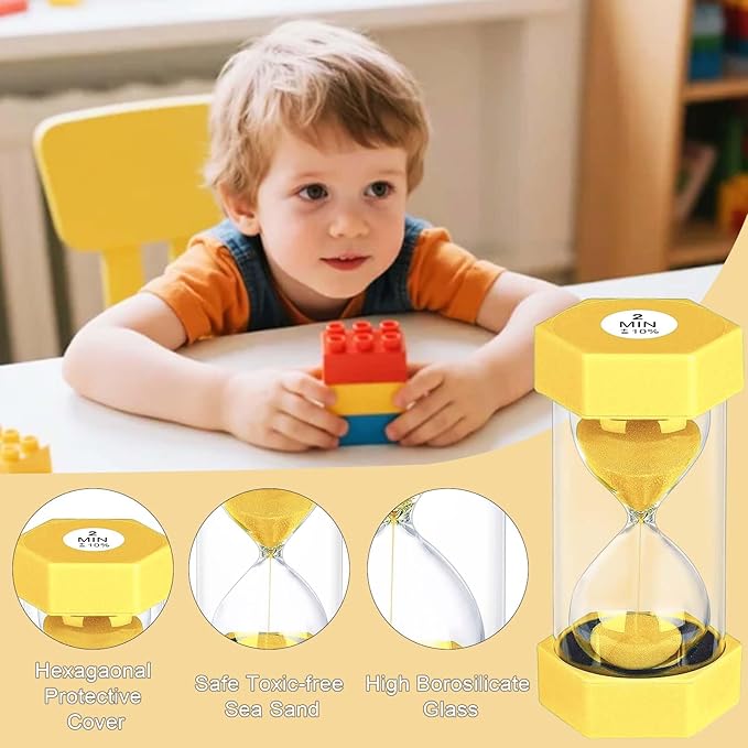 30 Minute Hourglass Sand Timer, Unbreakable Hexagon Sand Clock 30 Min, Reloj De Arena 30 Minutos,Plastic Yellow Hour Glass Sandglass for Classroom Games(Yellow)