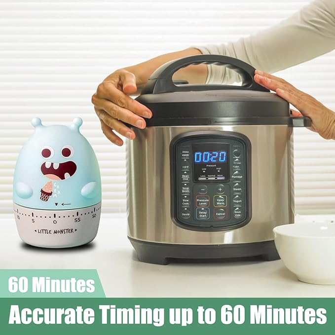 Quirky Creature Mechanical Kitchen Timer, Cute 60-Minute Manual Wind Up Countdown Clock, Unique Matte Blue Visual Timer for Kids, Creative Study Tool & Office Desk Gift (Blue)