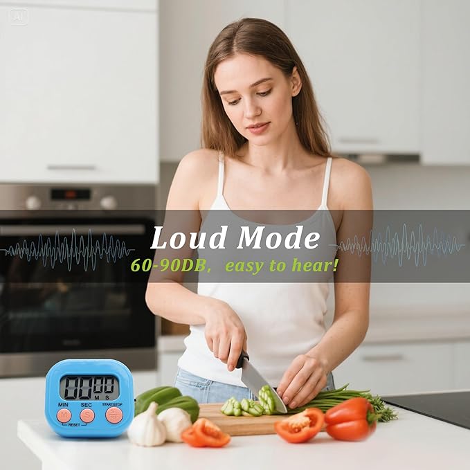 4 Pack Multi-Function Electronic Timer - Kitchen Timer,Magnetic Digital Timers,Big LCD Display, ON/Off Switch,Extensively Use in Cooking,Gym, Meeting, Classroom,Kitchen,Study,Work,Outdoor Activities