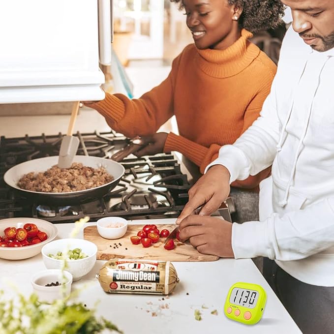 6 Pack Digital Kitchen Timers for Cooking Magnetic Timer for Cooking Loud Alarm Green
