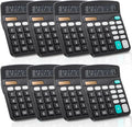 Noamus 8 Pack Desktop Calculator 12 Digit, Solar Battery Basic Calculators, Dual Power Electronic Calculators with Large LCD Display, Sensitive Button Handheld Calculator for Office Home School, Black
