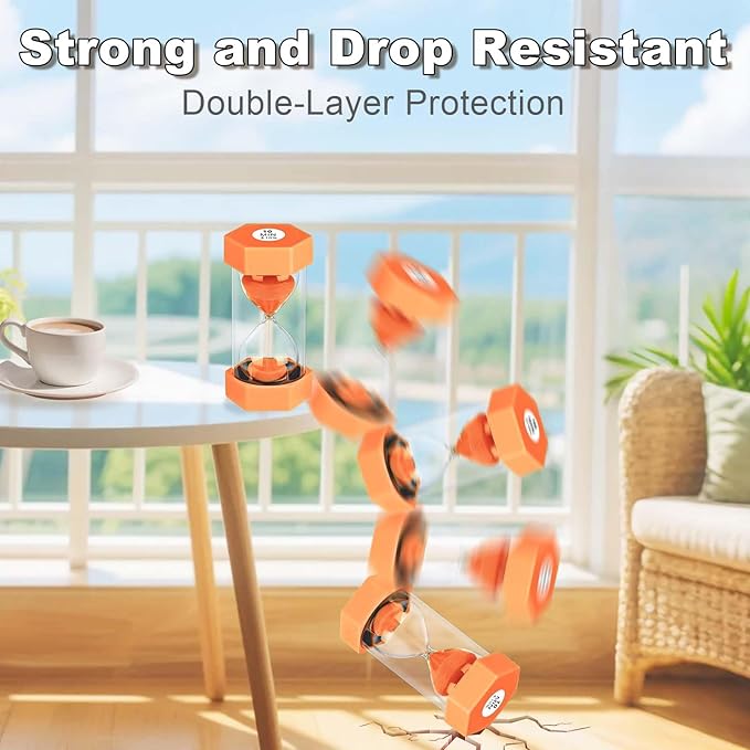 Hourglass 60 Minute Sand Timer, Plastic Orange Sand Clock 60 Min, Colorful Hour Glass Sandglass for Classroom Gmaes Decor (Orange)