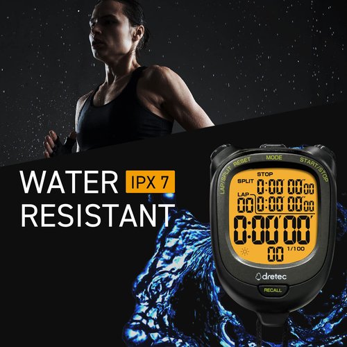 dretec Digital Stopwatch Waterproof Backlight Black