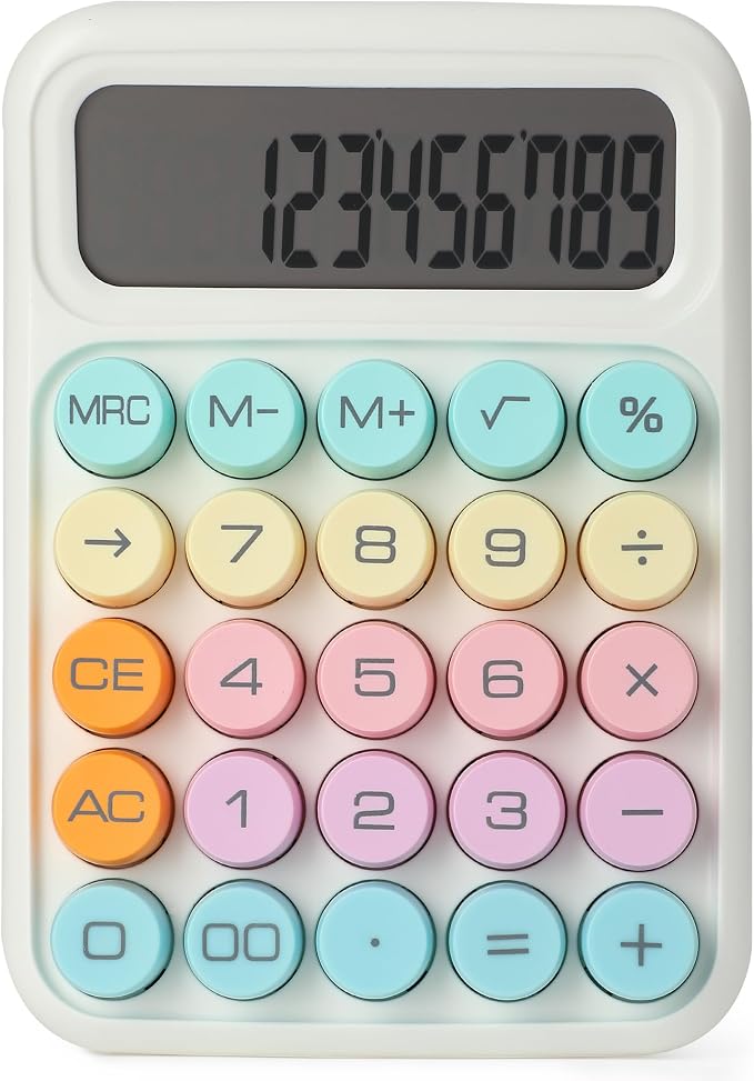 Mr. Pen- Mechanical Switch Calculator, 12 Digit Large LCD Display | Colorful with Big Buttons, Mechanical Switch Calculator for Home, School, Office